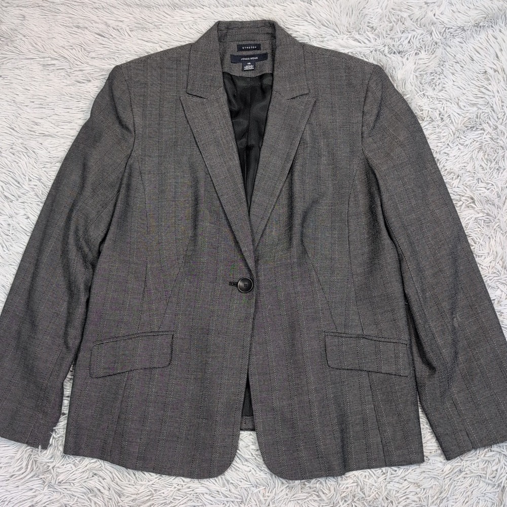 Vintage Jones Wear Jacket Womens 18 Gray Wool Blend Blazer Suit Coat Preppy